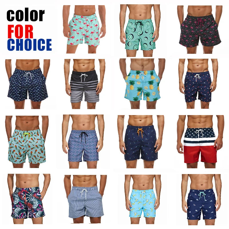 Quick Dry Summer Mens Siwmwear Beach Board Shorts Briefs for Man Swim Trunks Male Sportswear Beachwear Fitness plus Size